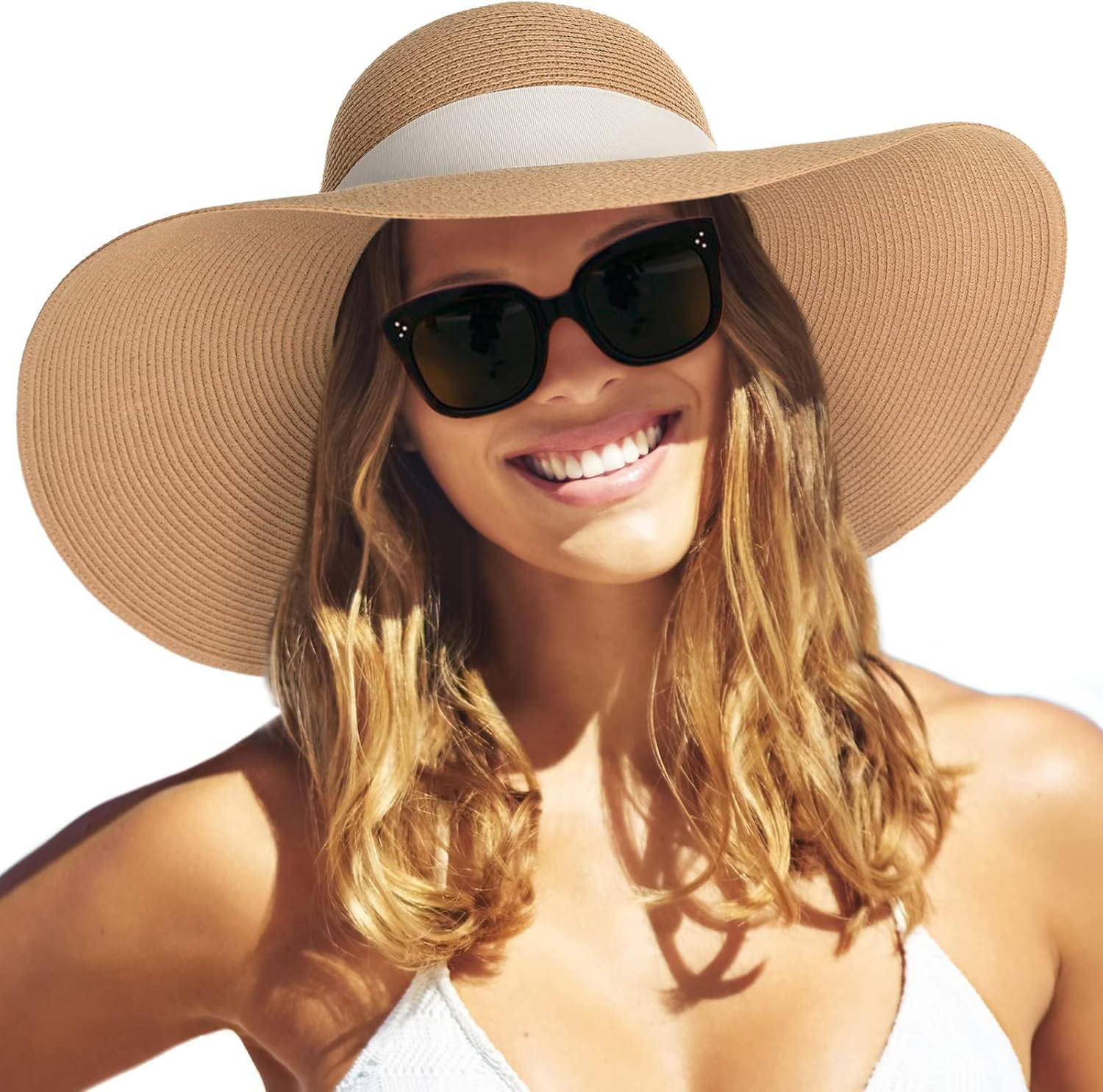 FURTALK Womens Sun Straw Hat Wide Brim UPF 80 for Summer Fun