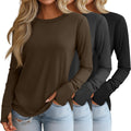 Women's Long Sleeve Shirt with Thumb Holes by Huukeay for Daily Wear