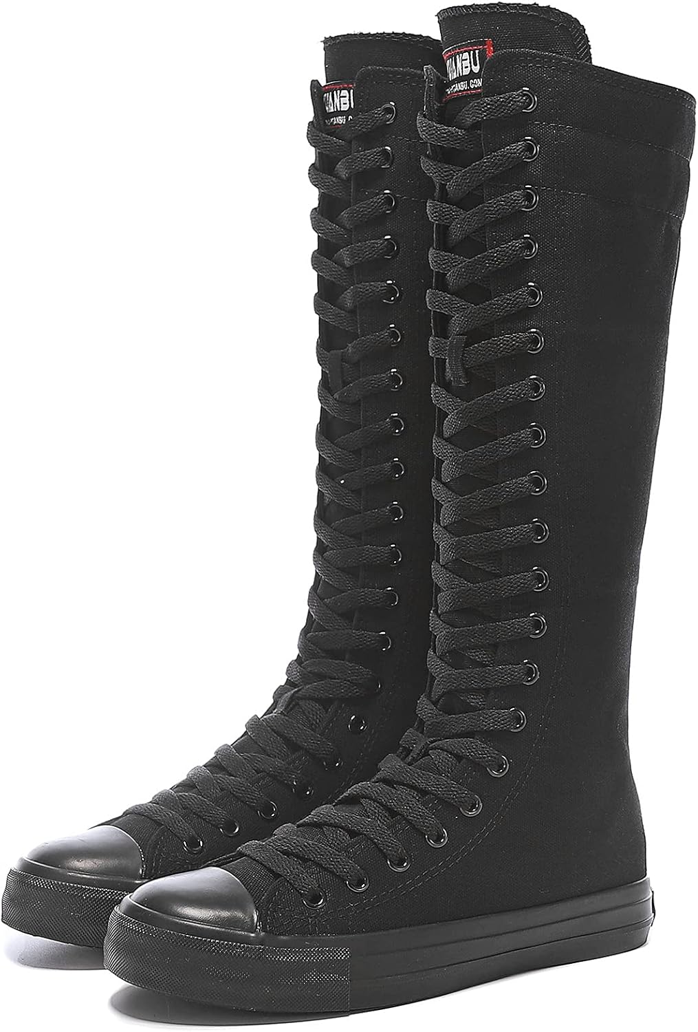 Momuk Women's Lace Up Knee High Canvas Zip Boots for Style