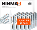 NINMAX Hyper Lithium AA Batteries 20 Pack - Long Life for Extreme Cold