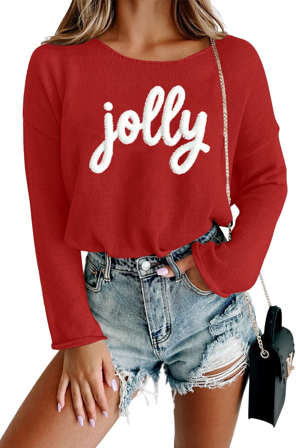 Women Merry Christmas Sweater Long Sleeve Funny Holiday Top