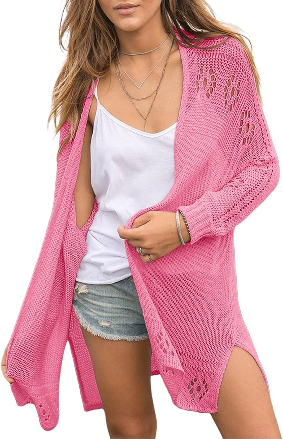 Misassy Womens Open Front Knit Sheer Cardigans for Summer Style