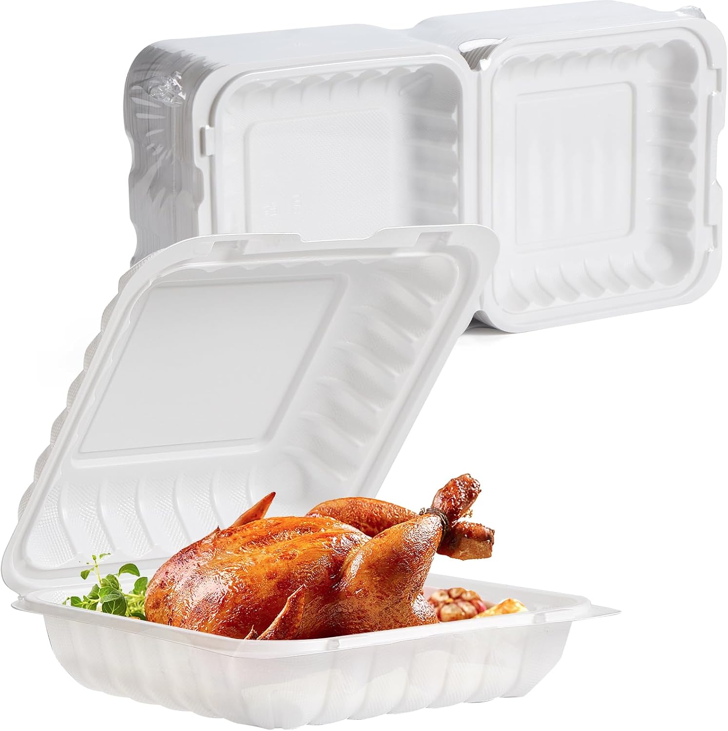 To Go Containers 34 oz 55 Pack - Reusable Clamshells for Food