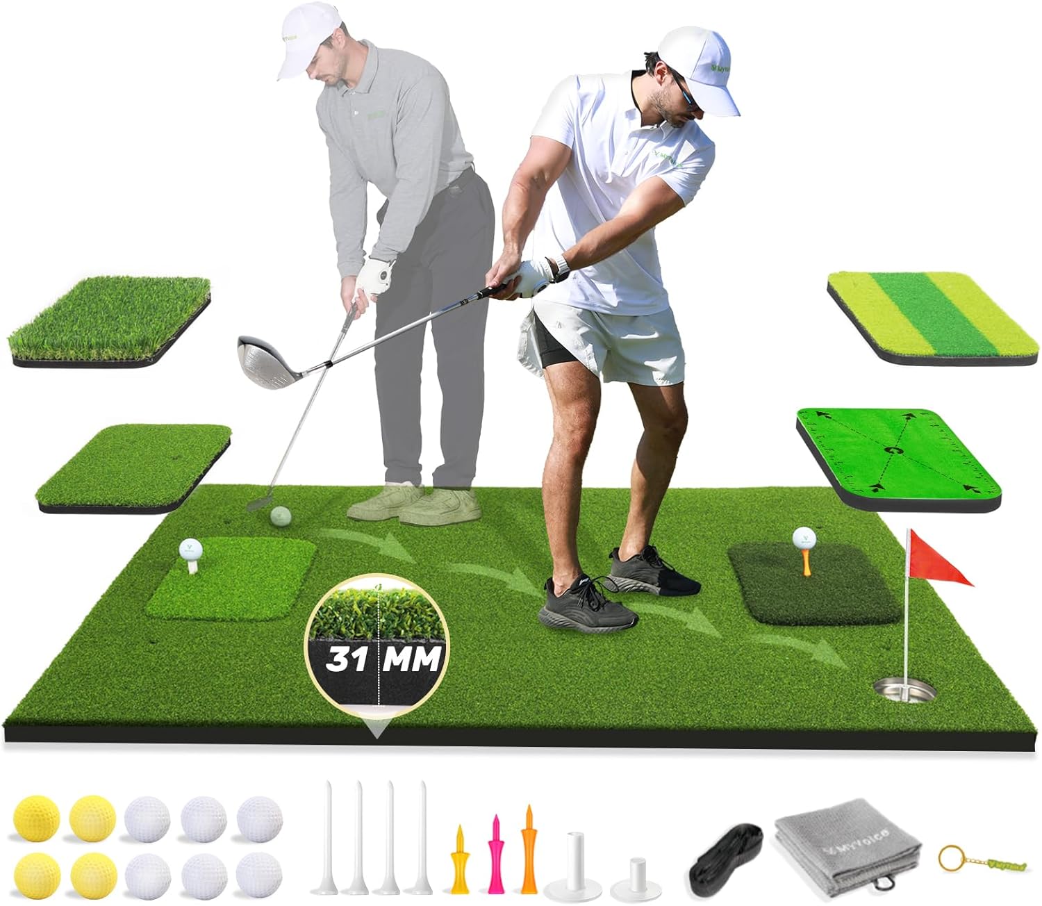 MyVoice 5x4ft Golf Mat Set - Pro Quality for Ultimate Practice