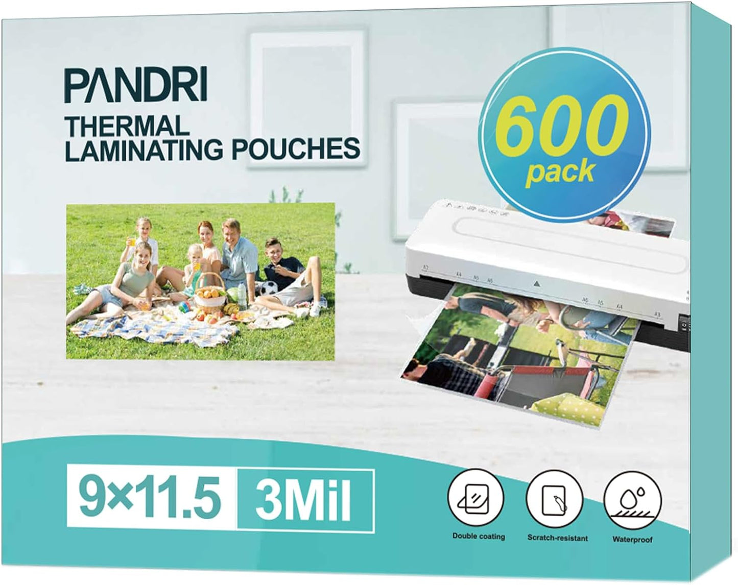 PANDRI 3 Mil Laminating Sheets - 600 Pack Letter Size Pouches