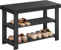 Shoe Rack Bench 3-Tier Bamboo Organizer - Sturdy Entryway Bench