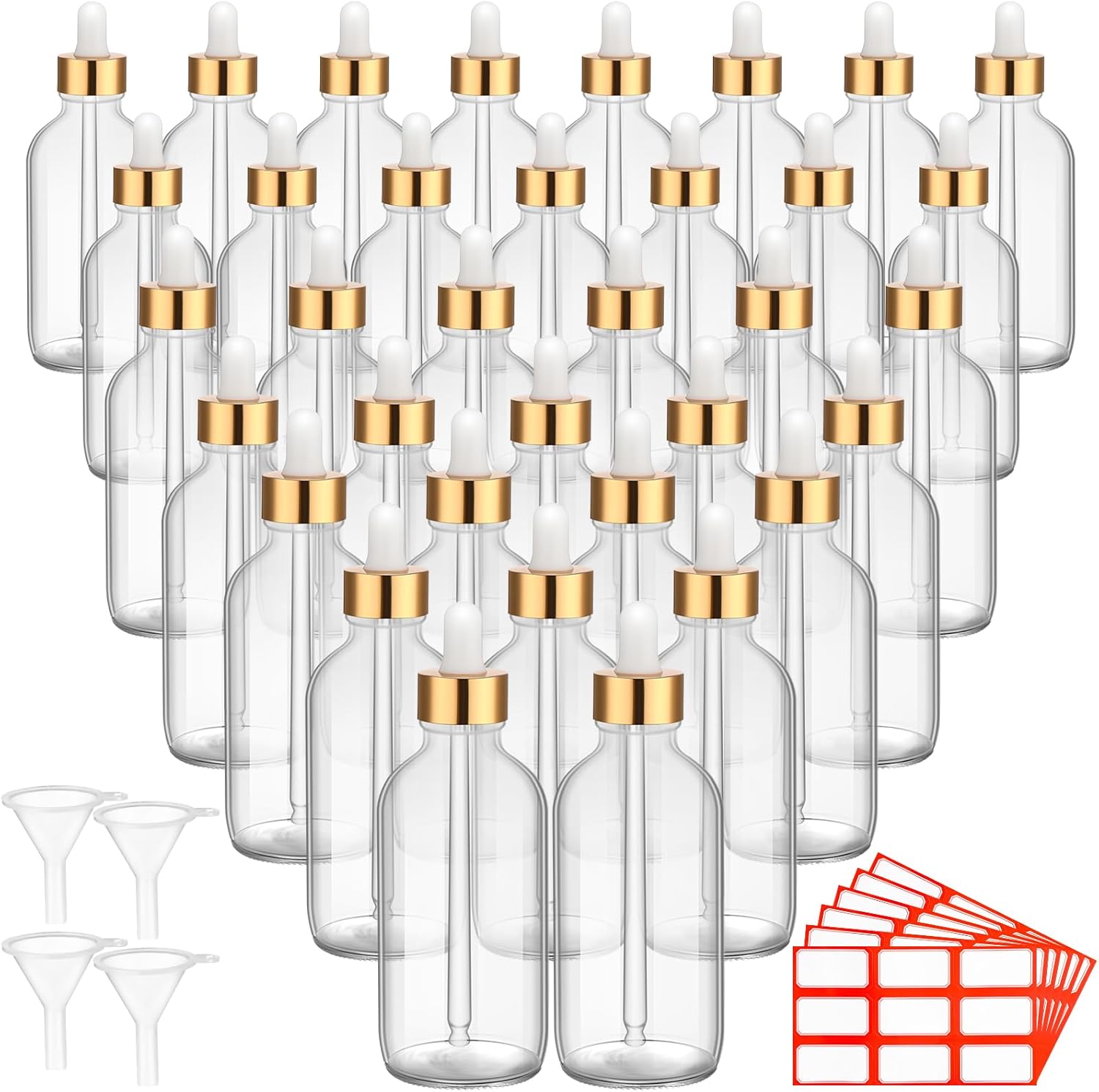 Dandat 50 Pack 4 oz Glass Dropper Bottles for Essential Oils