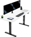 60 in Height Adjustable Electric Stand Up Desk - White Top, Black