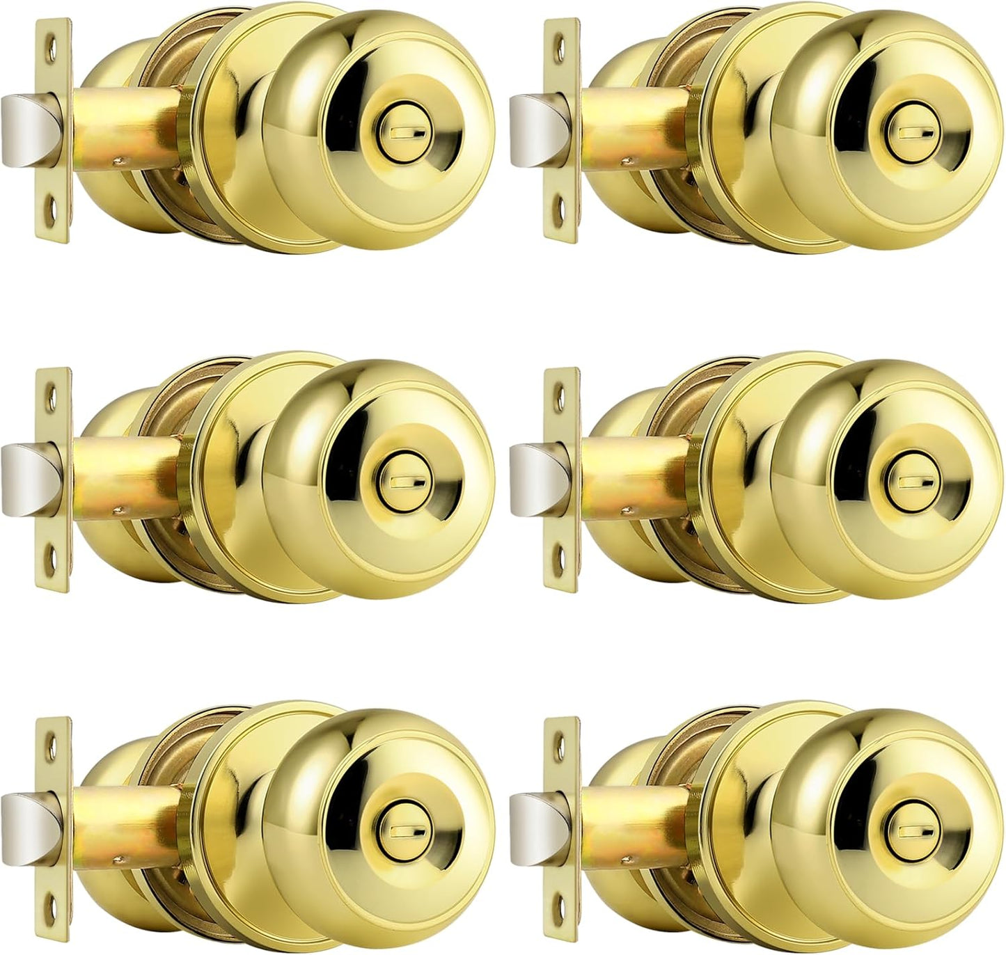 Probrico Polished Brass Privacy Door Knobs for Stylish Interiors