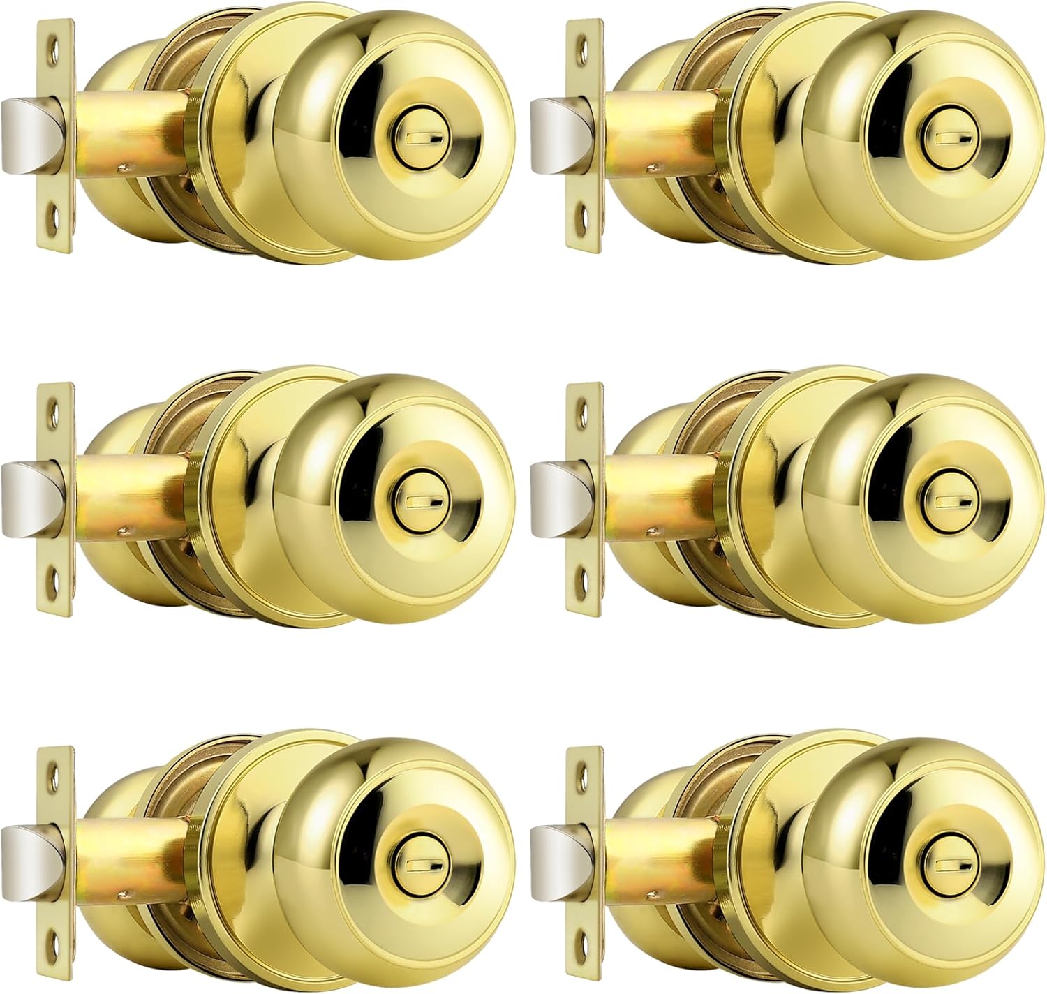 Probrico Polished Brass Privacy Door Knobs for Stylish Interiors