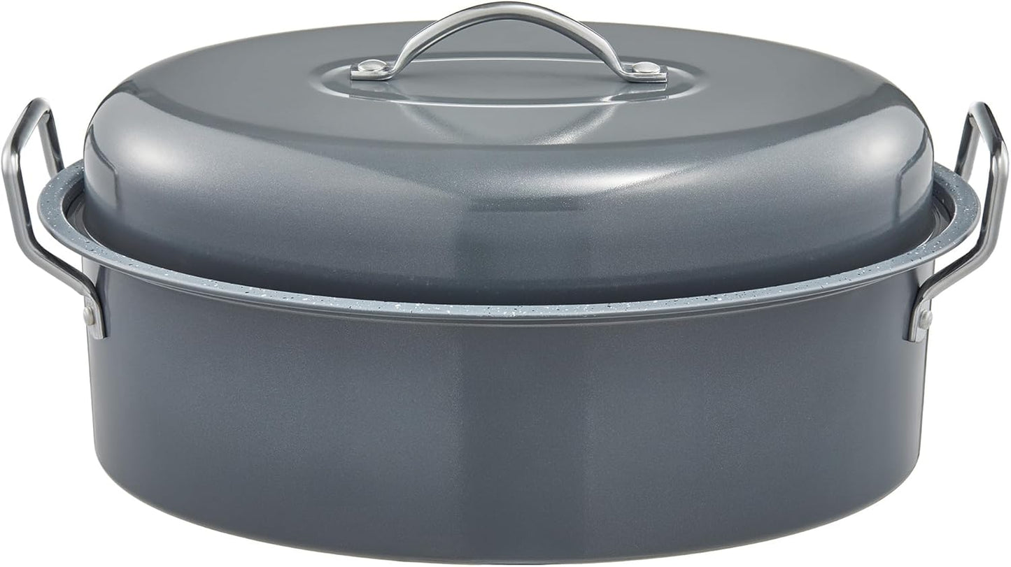 Large Turkey Roasting Pan with Lid & Rack for Perfect Meals
