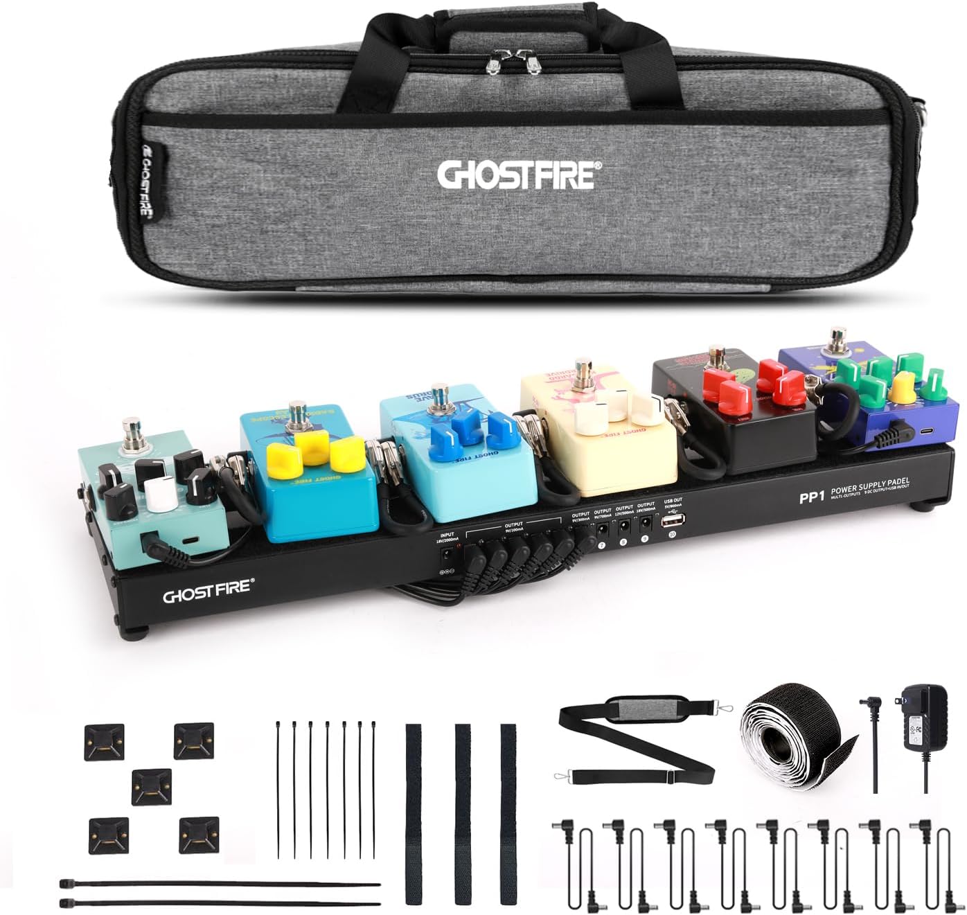 Ghost Fire Portable Guitar Pedal Board with Isolated Power Supply