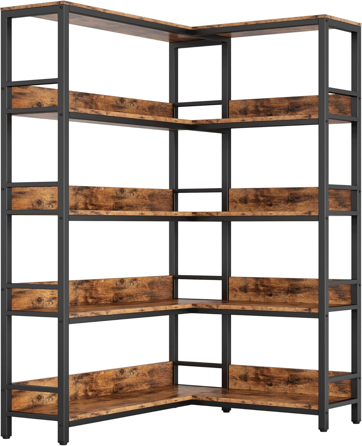 IRONCK 5-Tier Corner Bookshelf - Space-Saving Storage
