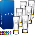 Personalized Shot Glasses Set of 6 Yellow Bottom - Custom 2 oz Cordial