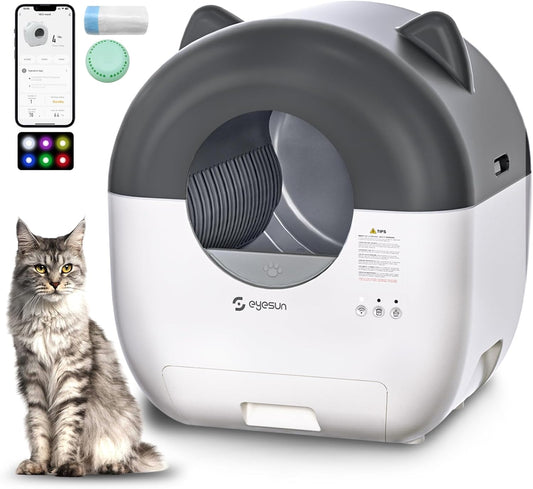 Self Cleaning Litter Box for Multi-Cat Homes with Smart Control