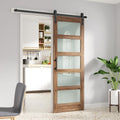FREDBECK 32 x 84 in Glass Barn Door with 5.5ft Hardware Kit - Frosted
