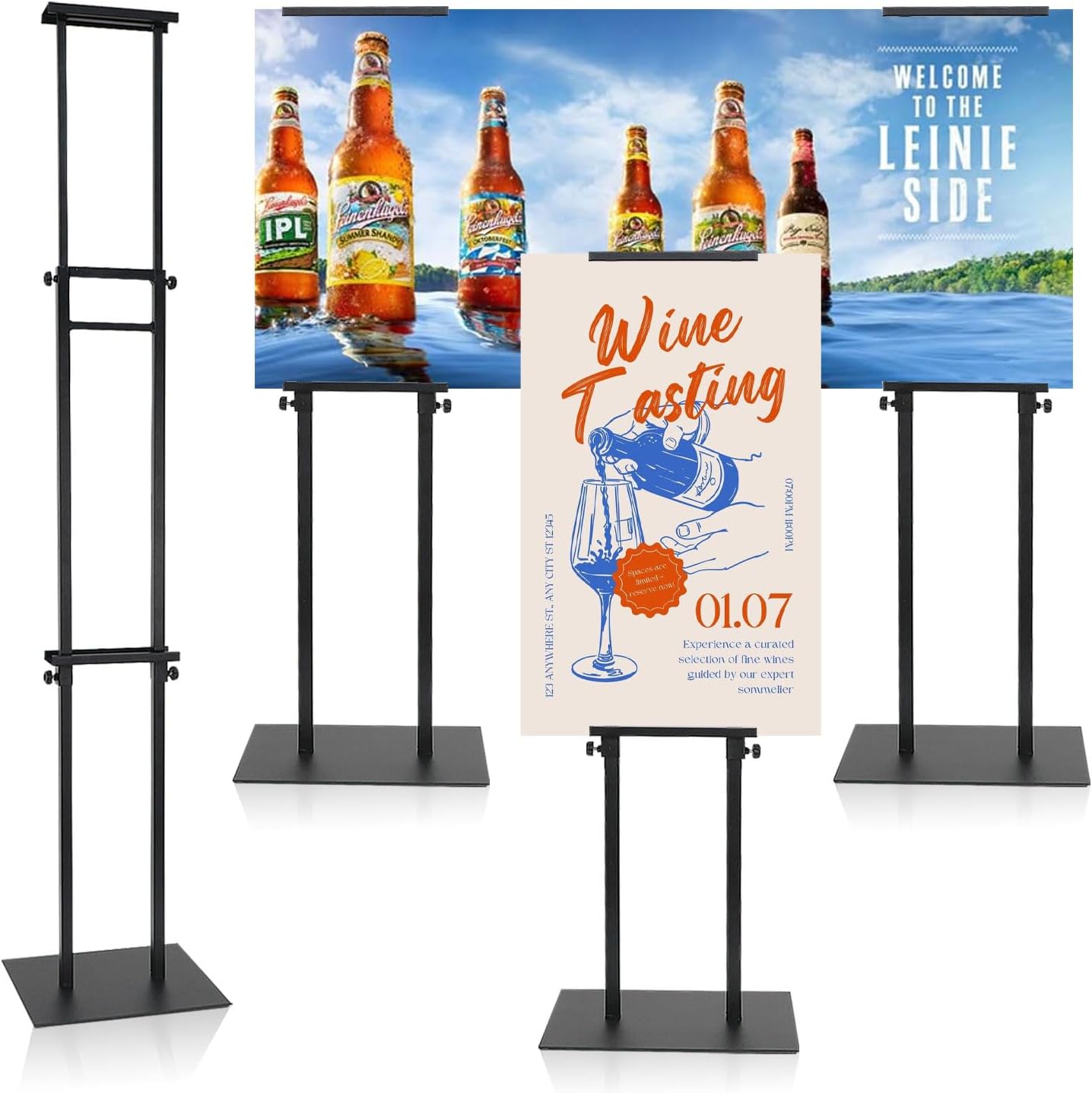 Double-Sided Poster Stand for Display with Adjustable Height