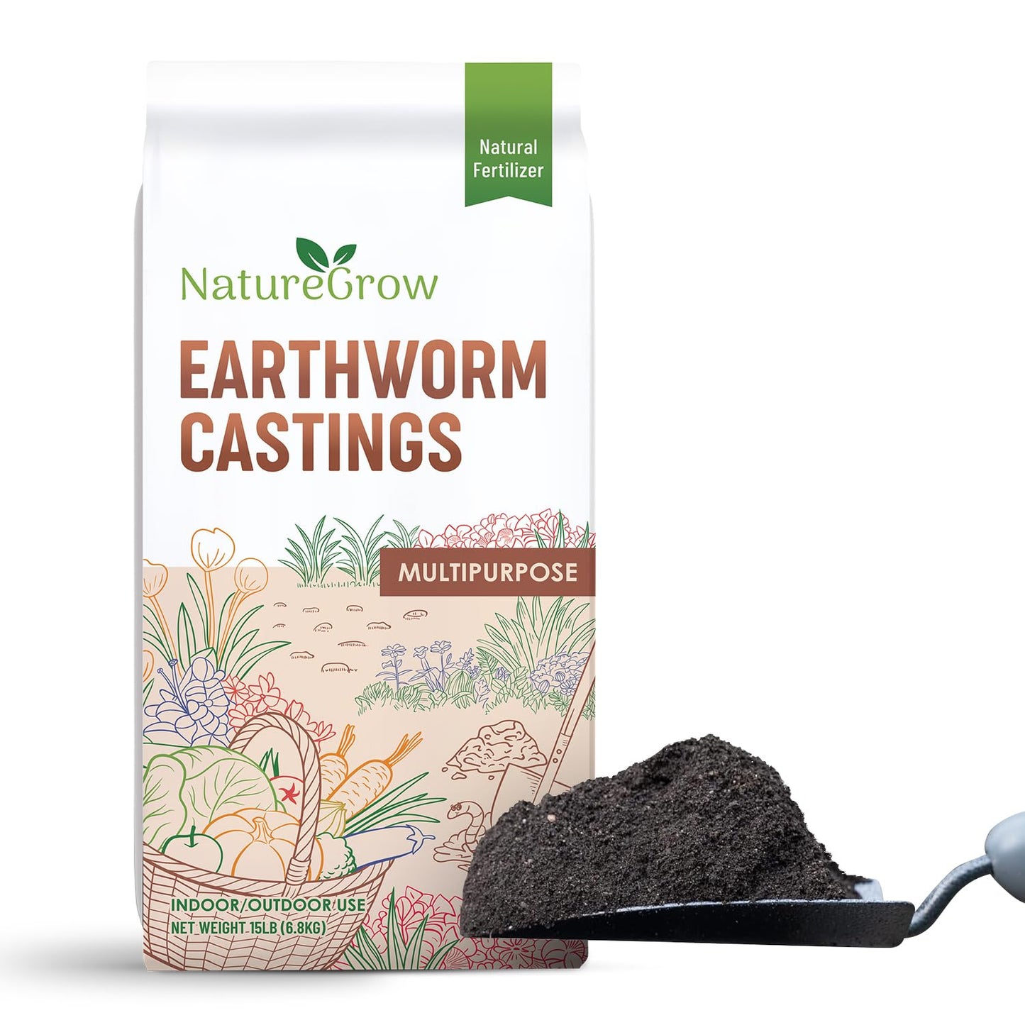 NatureGrow Earth Worm Castings - Organic Fertilizer for Gardens