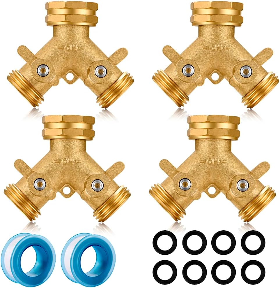 Garden Hose Splitter Heavy Duty Brass 2 Way Connector for Hoses