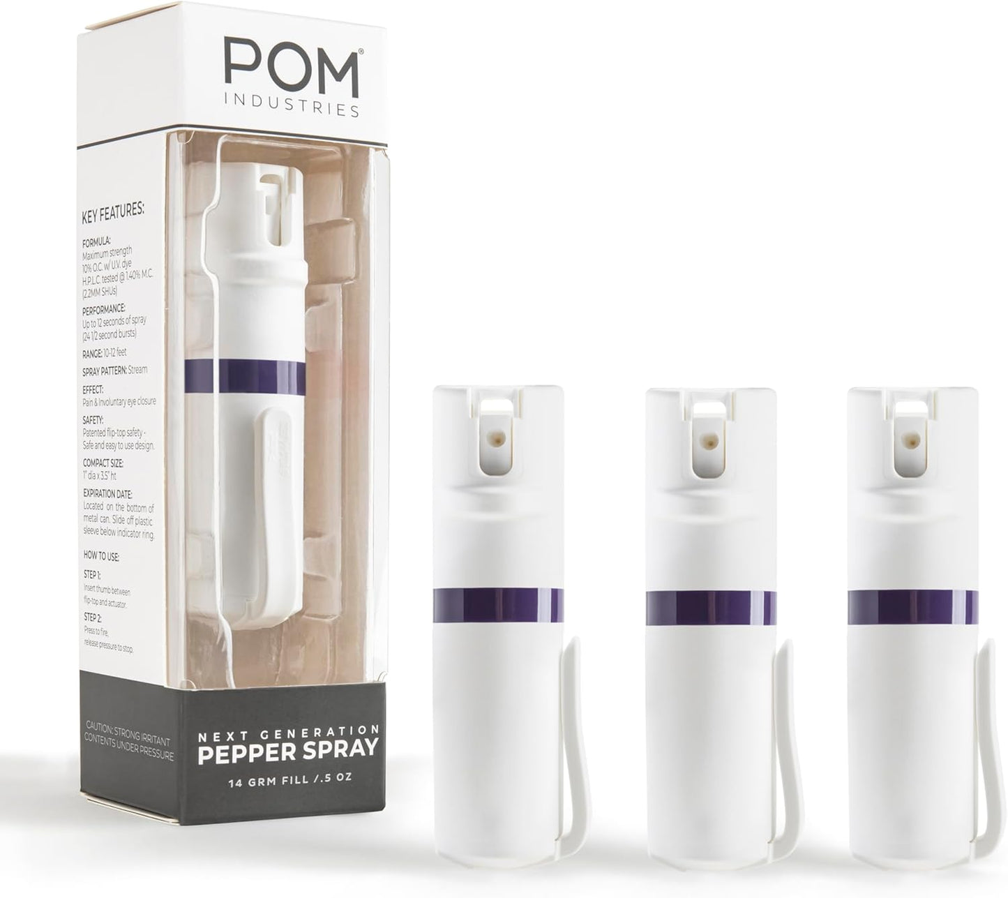 POM Pepper Spray Pocket Clip - Maximum Strength Self Defense