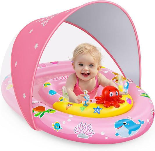 EZIGO Baby Pool Float with Canopy for Safe Summer Fun