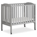 Dream On Me 2-in-1 Folding Portable Crib in Cool Grey - Compact Mini