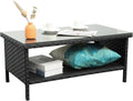 Outdoor Wicker Coffee Table Patio Furniture Garden Rattan 2-Layer