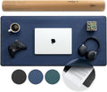 Nordik Felt and Leather Desk Mat Non-Slip - Blue 35 X 17 in