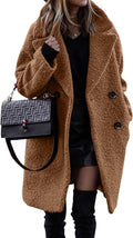 Women Faux Fur Sherpa Coat Long Sleeve Notched Lapel - Warm Classic