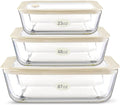 Glass Food Container Set with Silicone Glass Lid, 3 Pack - Plastic