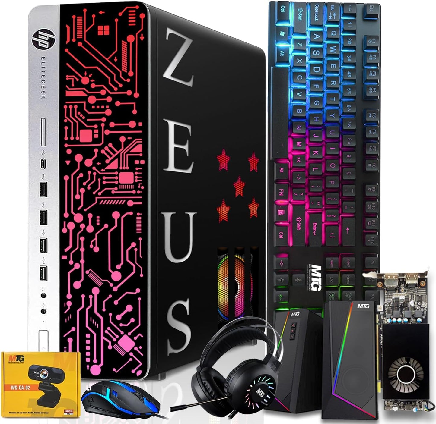 HP G3 Desktop PC with Intel i5, 16GB RAM, and RGB Accessories