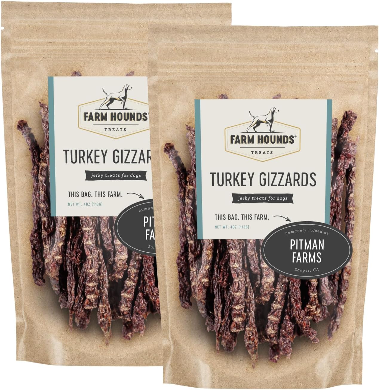 Turkey Gizzards Premium Natural Jerky Treats for Dogs 4oz Pack