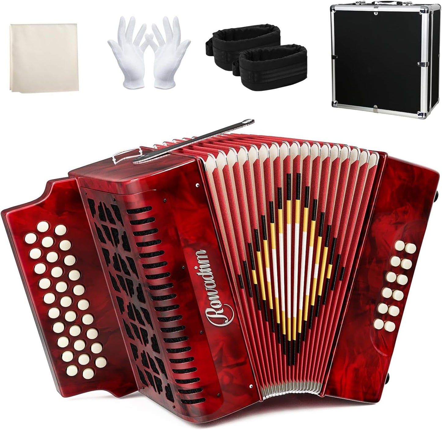 31-Key Diatonic Accordion with Protective Case for Musicians