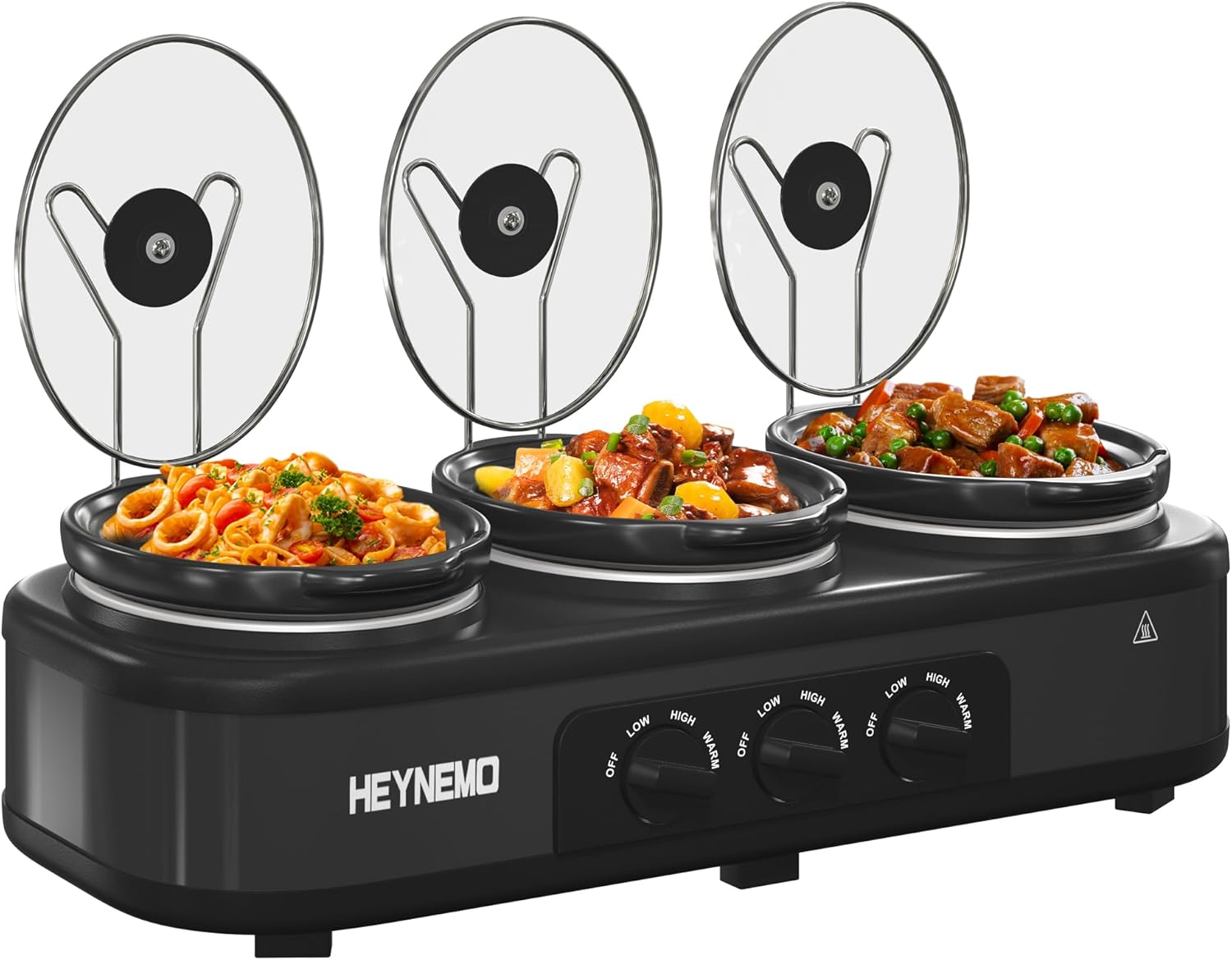 Triple Slow Cooker Buffet Server with Adjustable Temp and Lids