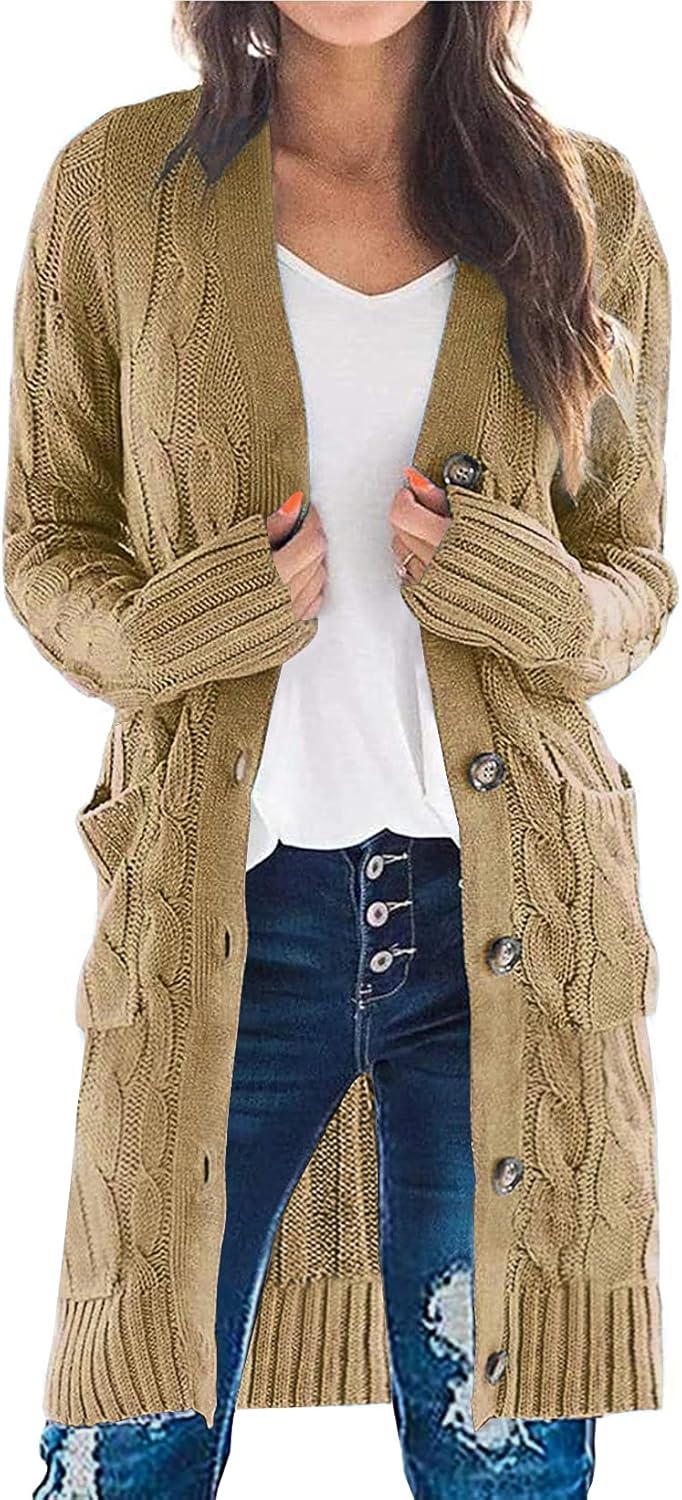PRETTYGARDEN Long Sleeve Cable Knit Cardigan for Women 2025