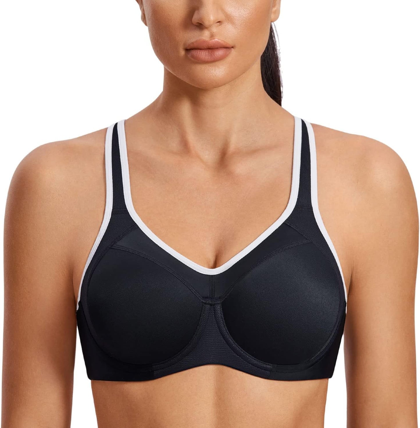 SYROKAN Women's Full Support High Impact Racerback Sports Bra