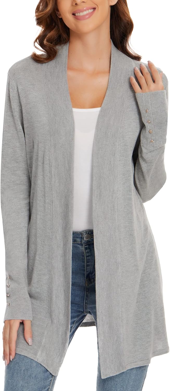 Stylish Long Sleeve Open Front Knit Cardigan for Women