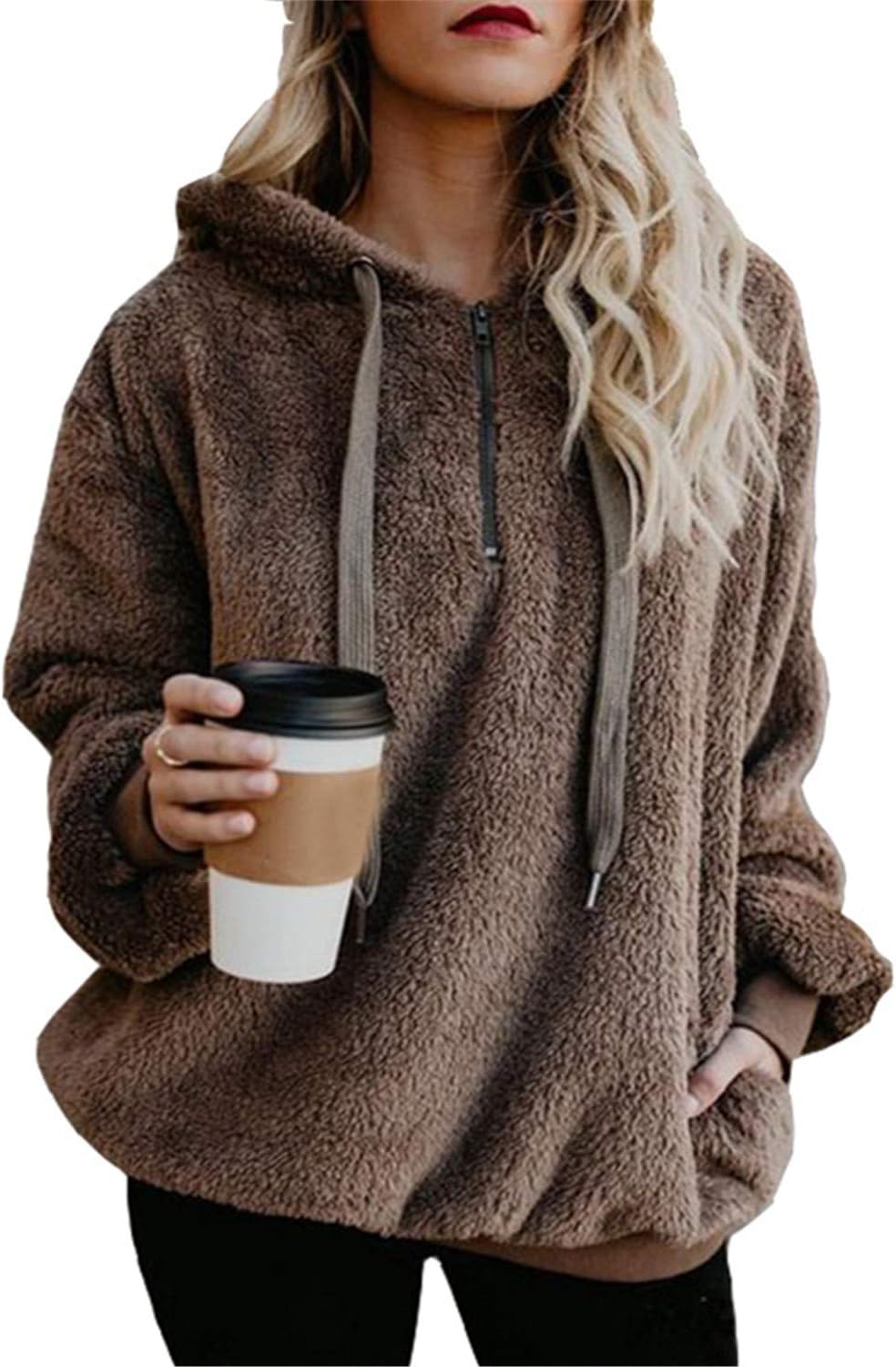 Oversized Sherpa Pullover Hoodie for Women - Cozy and Stylish