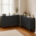 Modern Fluted 6 Drawer Dresser Set of 2 for Bedroom Storage