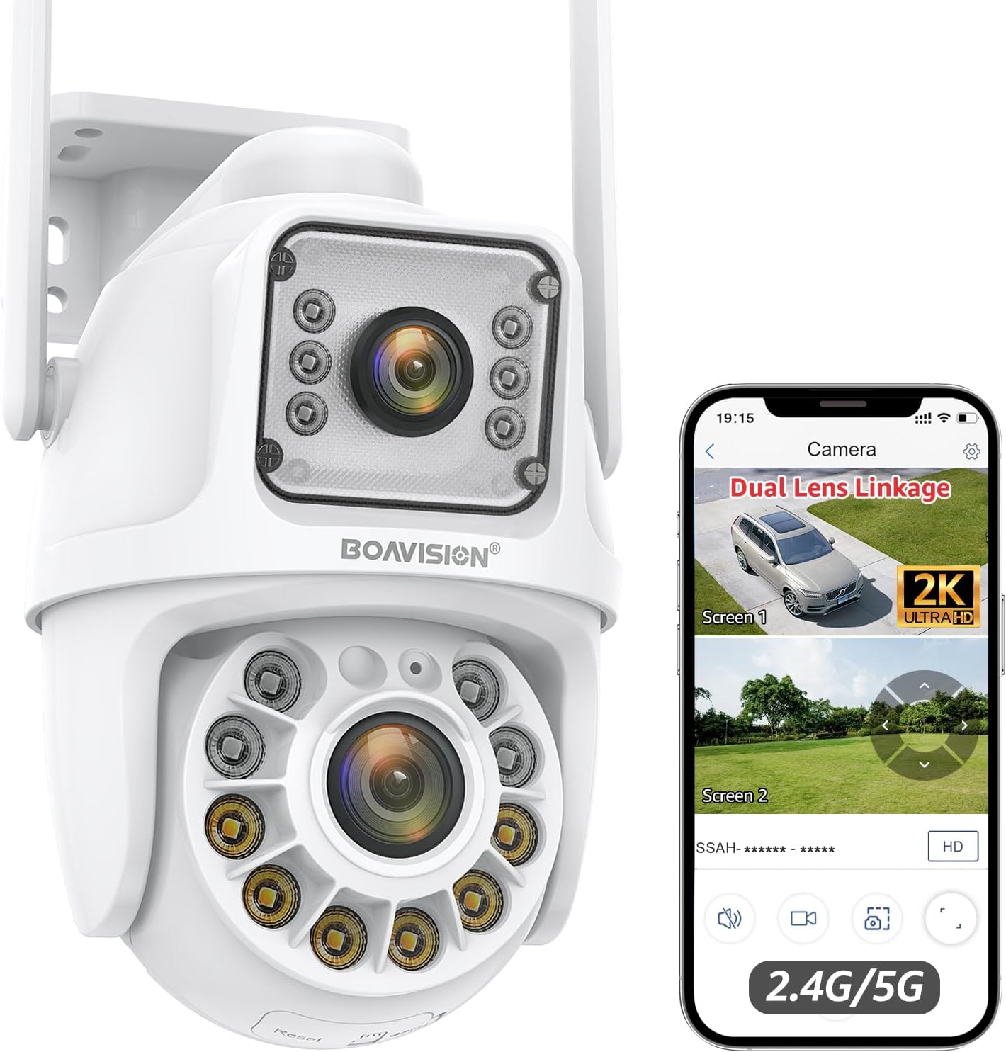 BOAVISION 5G/2.4G WiFi Outdoor Security Camera with Dual Lens