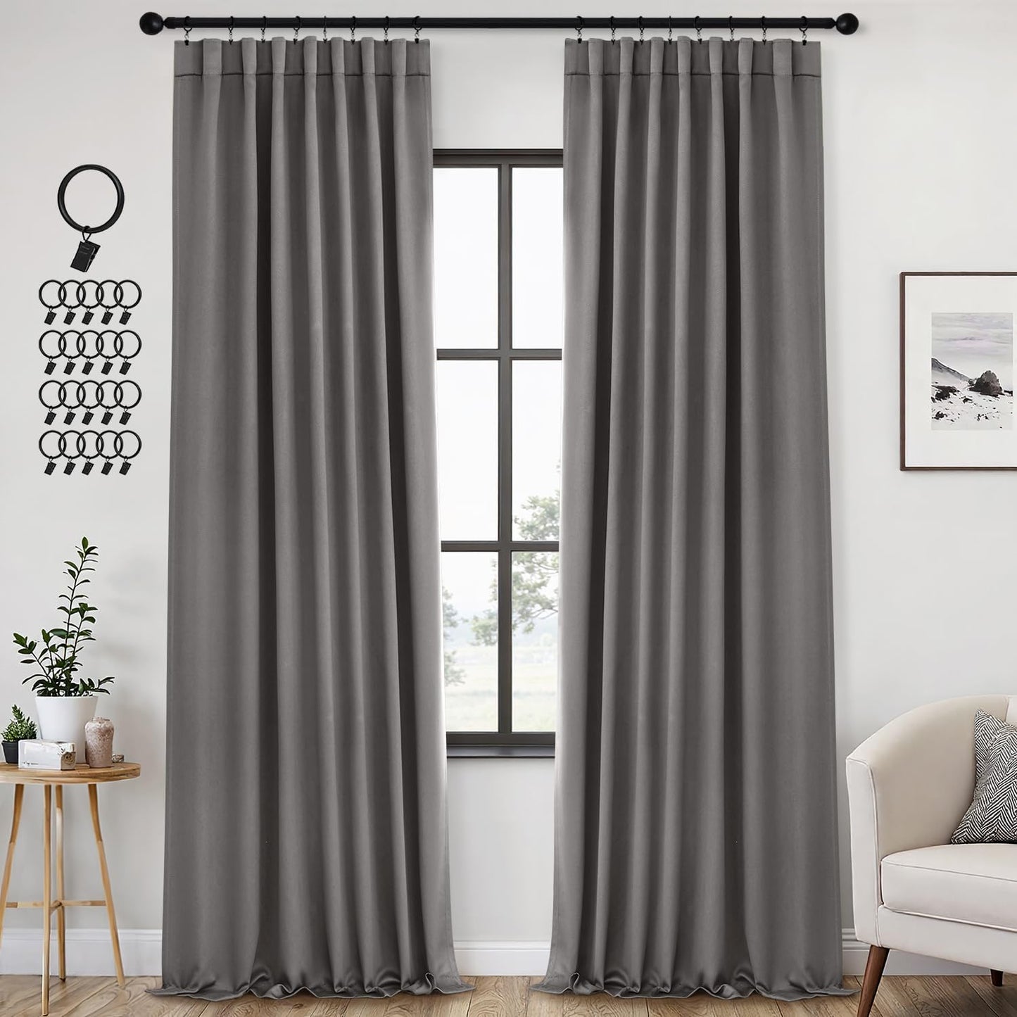 Back Tab Blackout Curtains for Bedroom and Living Room Decor