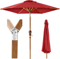 10ft Market Umbrella Outdoor Sun Shade - Woodgrain Finish & Crank