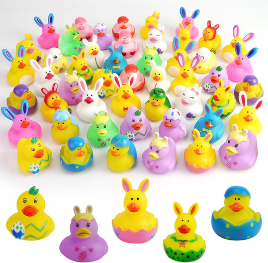 50Pcs Easter Rubber Ducks for Kids - Fun Bath Toys & Gifts