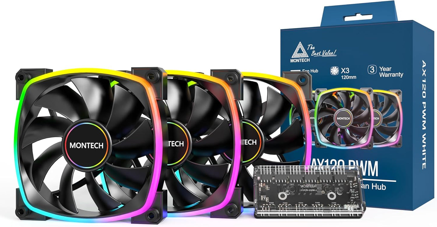 MONTECH AX 120MM PWM Fan - Silent Performance with ARGB Design