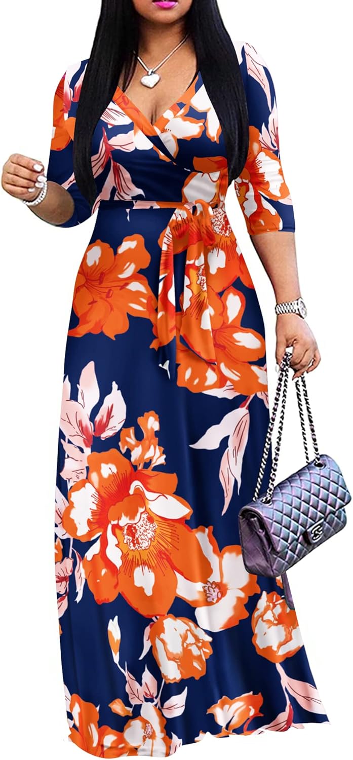 FANDEE Plus Size Maxi Dress for Women Casual Summer Sundress