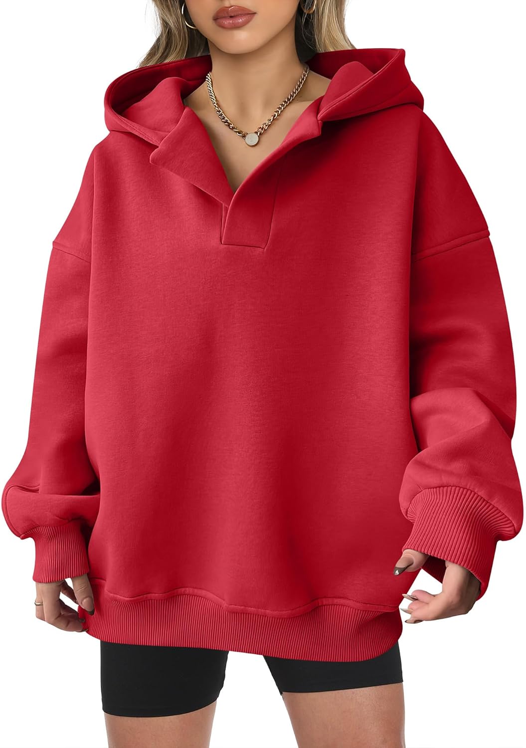 Oversized Hoodies for Women - V Neck Fleece Sweatshirts