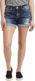 Silver Jeans Co. Women's Boyfriend Mid Rise Short - Relaxed Curvy Fit