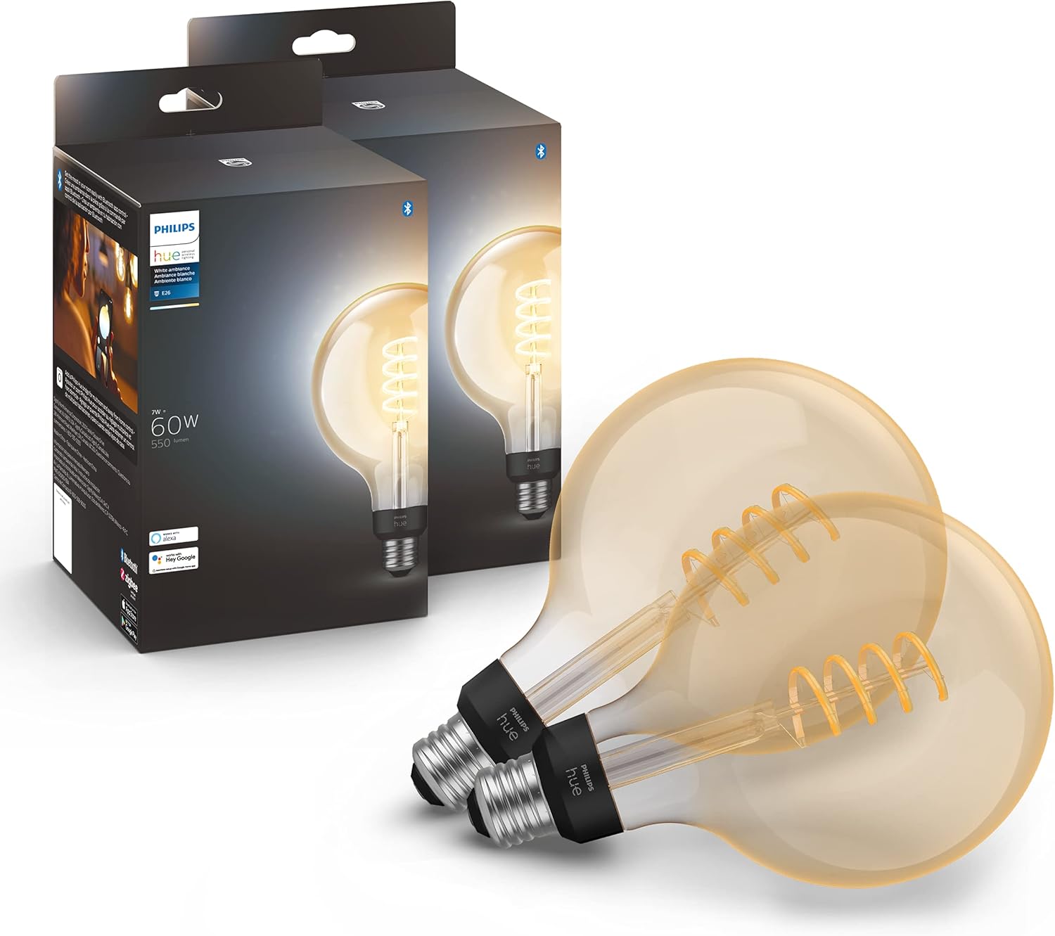 Philips Hue Smart 60W G40 Filament LED Bulb for Ambiance