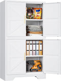 White Storage Cabinet with 4 Doors and 2 Adjustable Shelves - Spacious