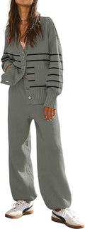 Women's 2 Piece Knit Loungewear Set - Cozy Oversized Cardigan Pair